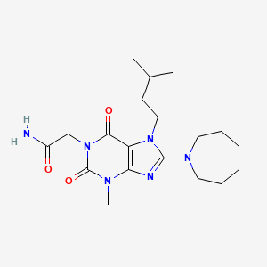 molecular formula C19H30N6O3 B2759209 2-(8-(氮杂庚烷-1-基)-7-异戊基-3-甲基-2,6-二氧代-2,3,6,7-四氢-1H-嘌呤-1-基)乙酰胺 CAS No. 300586-48-5