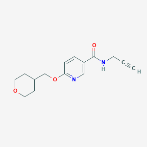 molecular formula C15H18N2O3 B2759214 N-(丙-2-炔基)-6-((四氢-2H-吡喃-4-基)甲氧基)烟酰胺 CAS No. 2034270-66-9
