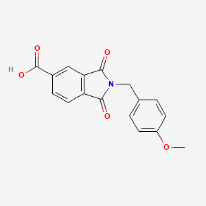 molecular formula C17H13NO5 B2759221 2-(4-Methoxybenzyl)-1,3-dioxoisoindoline-5-carboxylic acid CAS No. 351996-94-6