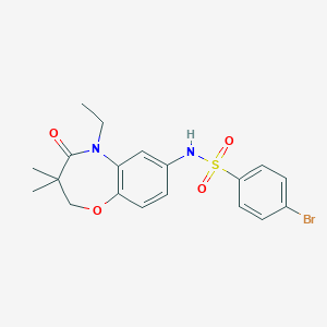 molecular formula C19H21BrN2O4S B2759230 4-bromo-N-(5-ethyl-3,3-dimethyl-4-oxo-2,3,4,5-tetrahydrobenzo[b][1,4]oxazepin-7-yl)benzenesulfonamide CAS No. 922077-10-9