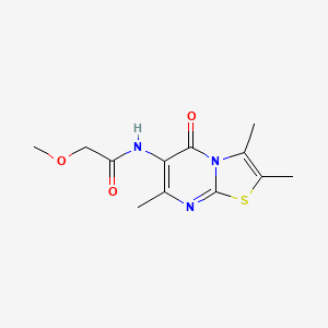 molecular formula C12H15N3O3S B2759232 2-甲氧基-N-(2,3,7-三甲基-5-氧代-5H-噻唑并[3,2-a]嘧啶-6-基)乙酰胺 CAS No. 1021074-07-6
