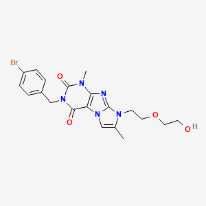 molecular formula C20H22BrN5O4 B2759235 3-(4-bromobenzyl)-8-(2-(2-hydroxyethoxy)ethyl)-1,7-dimethyl-1H-imidazo[2,1-f]purine-2,4(3H,8H)-dione CAS No. 927583-69-5