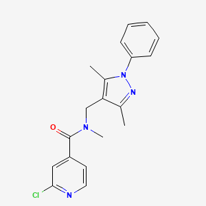 molecular formula C19H19ClN4O B2759243 2-chloro-N-[(3,5-dimethyl-1-phenyl-1H-pyrazol-4-yl)methyl]-N-methylpyridine-4-carboxamide CAS No. 1170590-22-3