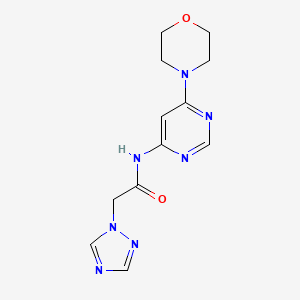 molecular formula C12H15N7O2 B2759251 N-(6-morpholinopyrimidin-4-yl)-2-(1H-1,2,4-triazol-1-yl)acetamide CAS No. 1396686-15-9