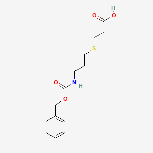 molecular formula C14H19NO4S B2759256 3-[3-(Phenylmethoxycarbonylamino)propylsulfanyl]propanoic acid CAS No. 2287315-18-6