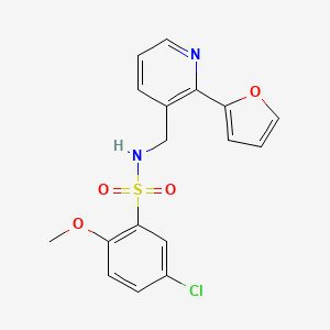 molecular formula C17H15ClN2O4S B2759265 5-chloro-N-((2-(furan-2-yl)pyridin-3-yl)methyl)-2-methoxybenzenesulfonamide CAS No. 2034541-89-2