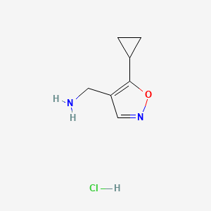 molecular formula C7H11ClN2O B2759272 (5-环丙基异噁唑-4-基)甲胺盐酸盐 CAS No. 2172019-13-3