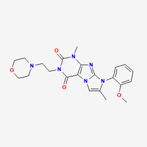 molecular formula C22H26N6O4 B2759279 8-(2-methoxyphenyl)-1,7-dimethyl-3-(2-morpholinoethyl)-1H-imidazo[2,1-f]purine-2,4(3H,8H)-dione CAS No. 900273-08-7