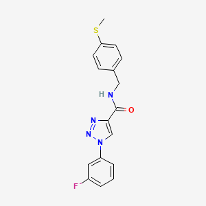 molecular formula C17H15FN4OS B2759281 4-[(4-benzyl-2,3-dioxopiperazin-1-yl)methyl]-N-(2-fluorobenzyl)benzamide CAS No. 1226449-58-6