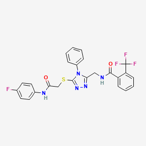 molecular formula C25H19F4N5O2S B2759293 N-[[5-(2-(4-氟苯胺基)-2-氧代乙基)硫基-4-苯基-1,2,4-三唑-3-基]甲基]-2-(三氟甲基)苯甲酰胺 CAS No. 394663-23-1