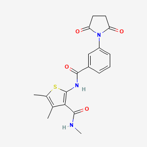 molecular formula C19H19N3O4S B2759298 2-(3-(2,5-dioxopyrrolidin-1-yl)benzamido)-N,4,5-trimethylthiophene-3-carboxamide CAS No. 896296-15-4
