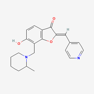 molecular formula C21H22N2O3 B2759300 (Z)-6-hydroxy-7-((2-methylpiperidin-1-yl)methyl)-2-(pyridin-4-ylmethylene)benzofuran-3(2H)-one CAS No. 896807-37-7