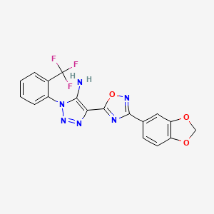 molecular formula C18H11F3N6O3 B2759304 4-[3-(2H-1,3-benzodioxol-5-yl)-1,2,4-oxadiazol-5-yl]-1-[2-(trifluoromethyl)phenyl]-1H-1,2,3-triazol-5-amine CAS No. 892762-35-5