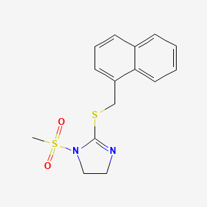 molecular formula C15H16N2O2S2 B2759315 1-Methylsulfonyl-2-(naphthalen-1-ylmethylsulfanyl)-4,5-dihydroimidazole CAS No. 868218-57-9