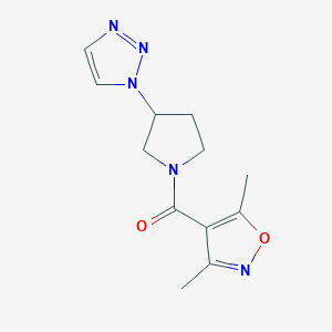 molecular formula C12H15N5O2 B2759323 (3-(1H-1,2,3-三唑-1-基)吡咯啉-1-基)(3,5-二甲基异噁唑-4-基)甲酮 CAS No. 1788557-92-5