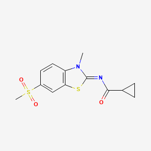 molecular formula C13H14N2O3S2 B2759326 N-(3-甲基-6-甲磺基-1,3-苯并噻唑-2-基亚甲基)环丙烷甲酰胺 CAS No. 683237-33-4