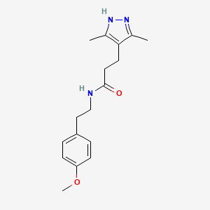 molecular formula C17H23N3O2 B2759334 3-(3,5-dimethyl-1H-pyrazol-4-yl)-N-(4-methoxyphenethyl)propanamide CAS No. 1286695-19-9