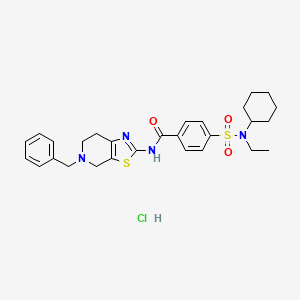 molecular formula C28H35ClN4O3S2 B2759335 N-(5-benzyl-4,5,6,7-tetrahydrothiazolo[5,4-c]pyridin-2-yl)-4-(N-cyclohexyl-N-ethylsulfamoyl)benzamide hydrochloride CAS No. 1189994-20-4