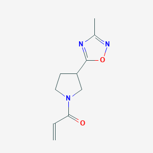 molecular formula C10H13N3O2 B2759341 1-[3-(3-Methyl-1,2,4-oxadiazol-5-yl)pyrrolidin-1-yl]prop-2-en-1-one CAS No. 2190141-78-5