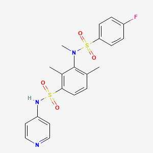 molecular formula C20H20FN3O4S2 B2759345 3-[(4-Fluoro-benzenesulfonyl)-methyl-amino]-2,4-dimethyl-N-pyridin-4-yl-benzenesulfonamide CAS No. 692273-66-8