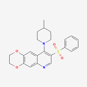 8-(Benzenesulfonyl)-9-(4-methylpiperidin-1-yl)-2,3-dihydro-[1,4]dioxino[2,3-g]quinoline