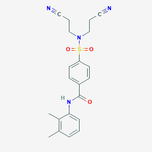 molecular formula C21H22N4O3S B2759368 4-[bis(2-cyanoethyl)sulfamoyl]-N-(2,3-dimethylphenyl)benzamide CAS No. 392326-96-4