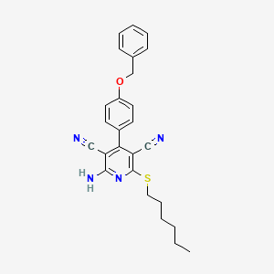 2-Amino-6-hexylsulfanyl-4-(4-phenylmethoxyphenyl)pyridine-3,5-dicarbonitrile