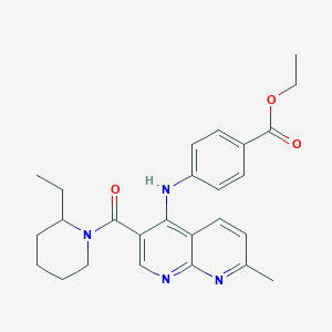 Ethyl 4-((3-(2-ethylpiperidine-1-carbonyl)-7-methyl-1,8-naphthyridin-4-yl)amino)benzoate