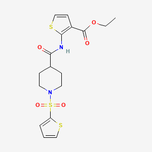 molecular formula C17H20N2O5S3 B2759389 ethyl 2-[1-(thiophene-2-sulfonyl)piperidine-4-amido]thiophene-3-carboxylate CAS No. 922701-67-5