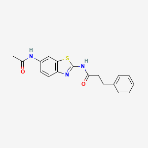 molecular formula C18H17N3O2S B2759393 N-(6-acetamido-1,3-benzothiazol-2-yl)-3-phenylpropanamide CAS No. 476307-57-0