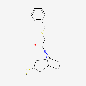2-(benzylthio)-1-((1R,5S)-3-(methylthio)-8-azabicyclo[3.2.1]octan-8-yl)ethanone