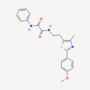 molecular formula C21H21N3O3S B2759402 N-{2-[2-(4-methoxyphenyl)-4-methyl-1,3-thiazol-5-yl]ethyl}-N'-phenylethanediamide CAS No. 894015-75-9