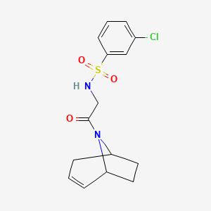 molecular formula C15H17ClN2O3S B2759415 N-(2-((1R,5S)-8-氮杂双环[3.2.1]辛-2-烯-8-基)-2-氧乙基)-3-氯苯磺酰胺 CAS No. 1797096-41-3