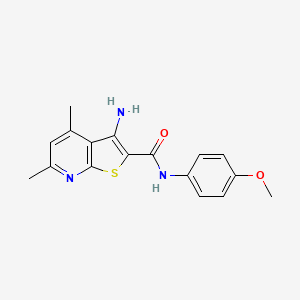 molecular formula C17H17N3O2S B2759420 3-amino-N-(4-methoxyphenyl)-4,6-dimethylthieno[2,3-b]pyridine-2-carboxamide CAS No. 299464-83-8