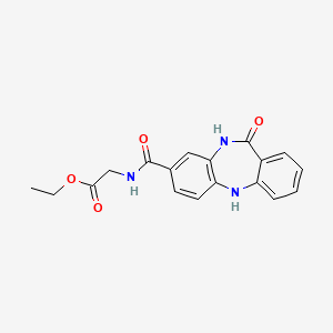 molecular formula C18H17N3O4 B2759427 ethyl 2-(11-oxo-10,11-dihydro-5H-dibenzo[b,e][1,4]diazepine-8-carboxamido)acetate CAS No. 2034245-00-4