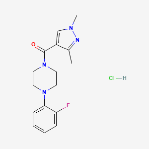 molecular formula C16H20ClFN4O B2759430 (1,3-dimethyl-1H-pyrazol-4-yl)(4-(2-fluorophenyl)piperazin-1-yl)methanone hydrochloride CAS No. 1323697-95-5
