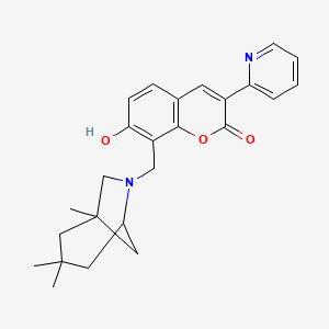 molecular formula C25H28N2O3 B2759439 7-hydroxy-3-(pyridin-2-yl)-8-((1,3,3-trimethyl-6-azabicyclo[3.2.1]octan-6-yl)methyl)-2H-chromen-2-one CAS No. 308297-90-7