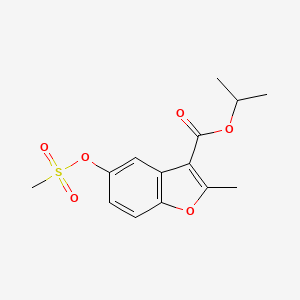 molecular formula C14H16O6S B2759468 Isopropyl 2-methyl-5-((methylsulfonyl)oxy)benzofuran-3-carboxylate CAS No. 308298-02-4