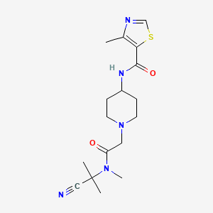 molecular formula C17H25N5O2S B2759477 N-(1-{[(1-cyano-1-methylethyl)(methyl)carbamoyl]methyl}piperidin-4-yl)-4-methyl-1,3-thiazole-5-carboxamide CAS No. 1252164-30-9