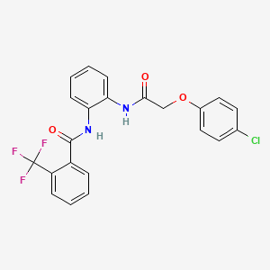 molecular formula C22H16ClF3N2O3 B2759479 N-(2-(2-(4-chlorophenoxy)acetamido)phenyl)-2-(trifluoromethyl)benzamide CAS No. 1207017-25-1