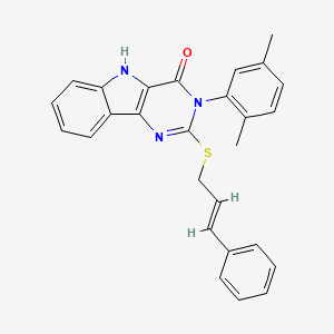 2-(cinnamylthio)-3-(2,5-dimethylphenyl)-3H-pyrimido[5,4-b]indol-4(5H)-one