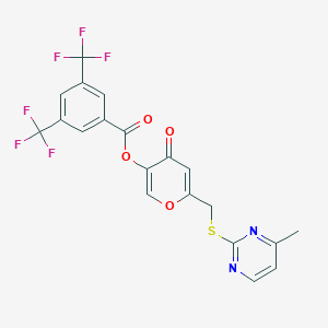 molecular formula C20H12F6N2O4S B2759564 6-(((4-甲基嘧啶-2-基)硫)甲基)-4-氧代-4H-吡喃-3-基 3,5-叠氟甲基苯甲酸酯 CAS No. 877636-70-9