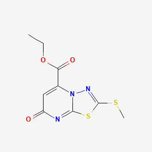 molecular formula C9H9N3O3S2 B2759572 ethyl 2-(methylsulfanyl)-7-oxo-7H-[1,3,4]thiadiazolo[3,2-a]pyrimidine-5-carboxylate CAS No. 924858-71-9