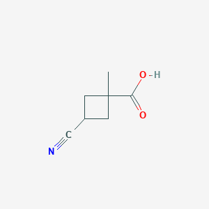 molecular formula C7H9NO2 B2759573 3-氰基-1-甲基环丁烷-1-羧酸, 双对映异构体混合物 CAS No. 2171265-96-4