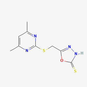molecular formula C9H10N4OS2 B2759626 5-(((4,6-dimethylpyrimidin-2-yl)thio)methyl)-1,3,4-oxadiazole-2(3H)-thione CAS No. 347846-68-8