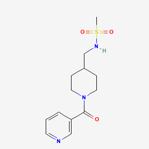 molecular formula C13H19N3O3S B2759630 N-((1-nicotinoylpiperidin-4-yl)methyl)methanesulfonamide CAS No. 1396808-32-4