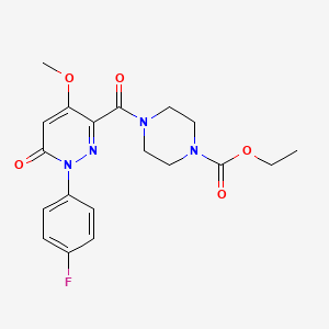 molecular formula C19H21FN4O5 B2759632 Ethyl 4-[1-(4-fluorophenyl)-4-methoxy-6-oxopyridazine-3-carbonyl]piperazine-1-carboxylate CAS No. 921792-50-9