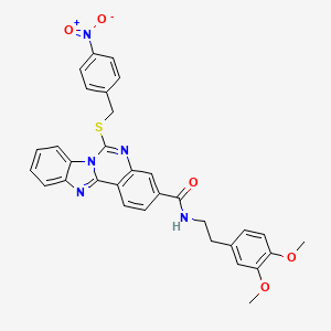 N-[2-(3,4-dimethoxyphenyl)ethyl]-6-[(4-nitrophenyl)methylsulfanyl]benzimidazolo[1,2-c]quinazoline-3-carboxamide