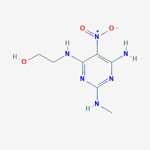 molecular formula C7H12N6O3 B2759649 2-((6-Amino-2-(methylamino)-5-nitropyrimidin-4-yl)amino)ethanol CAS No. 672342-15-3
