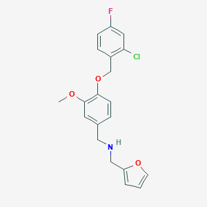 molecular formula C20H19ClFNO3 B275965 1-{4-[(2-chloro-4-fluorobenzyl)oxy]-3-methoxyphenyl}-N-(furan-2-ylmethyl)methanamine 